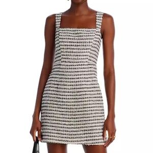 Aqua  Womens Pink/Black Square Neck Tweed Bustier Dress Chanel Style Size XS